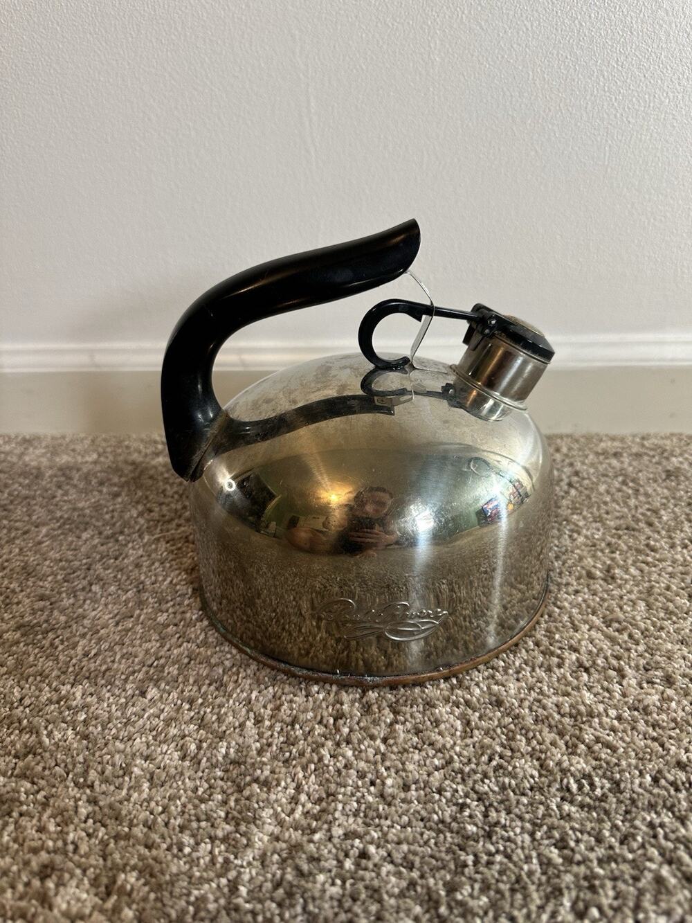 Vintage Paul Revere Ware Whistling Tea Kettle Copper Bottom 2 Qt